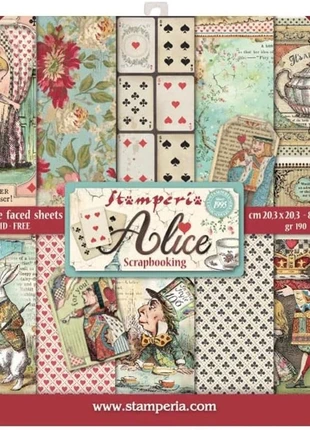 Alice in Wonderland. Bloc de Scrapbooking 10 hojas 20.3 x 20.3 (8 x 8) 2 caras, marque: Stamperia, état: Neuf avec étiquette, 6,90 €, 7,95 € Protection acheteurs incluse