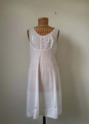 robe nuisette mesh Vintage blanche transparente dentelle, brand: Vintage Dressing, condition: Good, size: L / 40 / 12, €8.00, €9.10 includes Buyer Protection