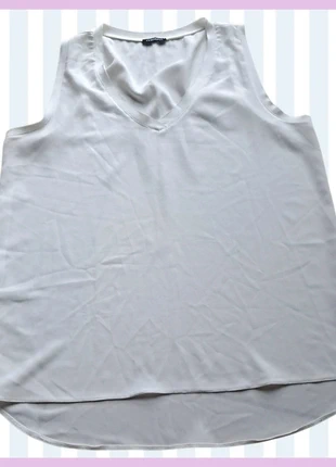 Blusa smanicata donna Motivi M/IT42 EU38 bianco collo a V trasparente, marca: motivi, estado: Bom, tamanho: M / 38 / 10, €5.00, €5.95 inclui Proteção do Comprador