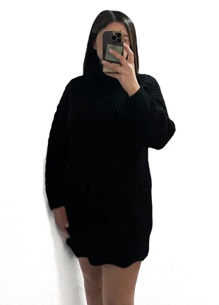 Abito, dolcevita a maglia nero a collo alto con trecce – taglia unica, brand: Fashion, condizioni: Ottime, taglia: Taglia unica, €6.00, €7.00 include la Protezione acquisti