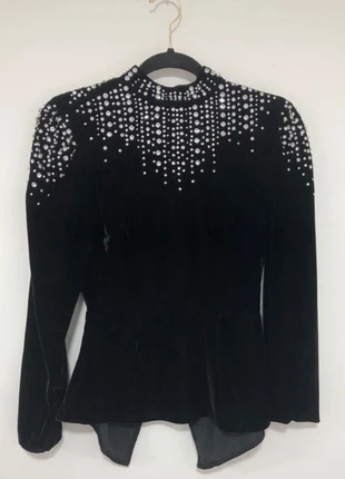 Topshop Black Velvet Rhinestone Open Back Top UK 8, brand: Topshop, condition: Very good, size: S / 8, £9.90, £11.10 includes Buyer Protection