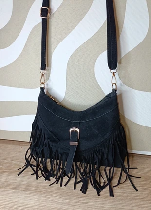 Sac a bandoulière neuf style daim noir tendance a franges, marca: Tendance, estado: Nuevo sin etiquetas, 18,00 €, 19,60 € Protección al comprador incluida
