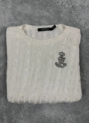 Pull sweat torsadé Ralph Lauren crème , blanc pour femme taille S logo brodé, brand: Lauren Ralph Lauren, condition: Very good, size: S / 36 / 8, €24.00, €25.90 includes Buyer Protection