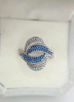 💙 S925 Sterling Silver Twisted Blue Zirconia Ring Size 8 18.1mm P1/2 EUR 57, condition: New without tags, size: 18.1 mm / P½, £11.99, £13.29 includes Buyer Protection