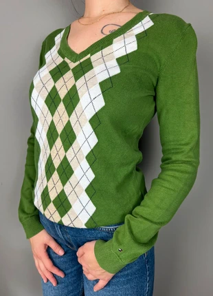 Pull Tommy Hilfiger vert à losanges argyle - M femme - coton pima LTH 545, marque: Tommy Hilfiger, état: Très bon état, taille: M / 38 / 10, 20,00 €, 21,70 € Protection acheteurs (Pro) incluse