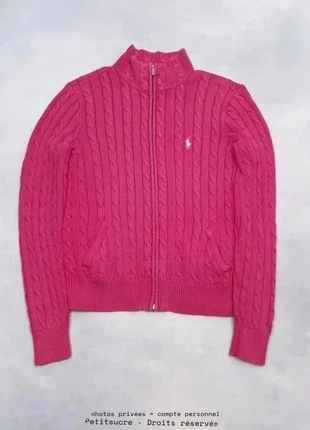 Veste zippé Torsadé Polo Ralph Lauren Rose logo blanc Slim 100% Coton Full zip - L /2287V, merk: Ralph Lauren, staat: Heel goed, maat: L / 40 / 12, € 44,00, € 46,90 inclusief Kopersbescherming Pro