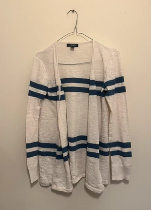 Cardigan léger Chaps – Femme – Taille M – Blanc avec traits bleus, marke: CHAPS, zustand: Neu, größe: M / 38 / 10, 10,00 €, 11,20 € inklusive Vinted-Käuferschutz