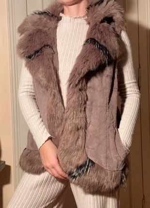 Veste sans manches en suédine - Fausse fourrure - marron noir et blanc vintage, marque: Vintage Dressing, état: Très bon état, taille: S / 36 / 8, 15,00 €, 16,45 € Protection acheteurs incluse