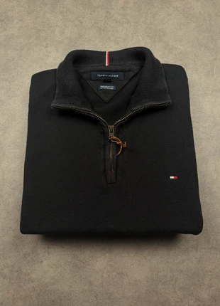 Pull half zip 1/4 zip Tommy Hilfiger Prenium noir col camionneur logo brodé - Taille XL, brand: Tommy Hilfiger, condition: Very good, size: XL, €35.00, €37.45 includes Buyer Protection