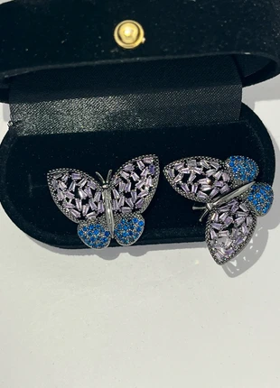 butterfly earrings purple blue zircon, état: Neuf sans étiquette, 27,00 €, 29,05 € Protection acheteurs incluse