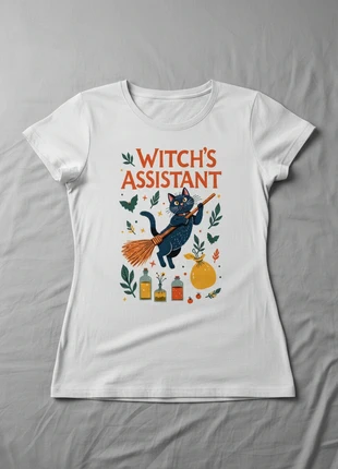Camiseta Mujer Weirdo Cats "Witch´s assistant". Blanca de algodón, marca: Friki Factoría, estado: Muy bueno, tamaño: M / 38 / 10, 10,95 €, 12,20 € Protección al comprador Pro incluida