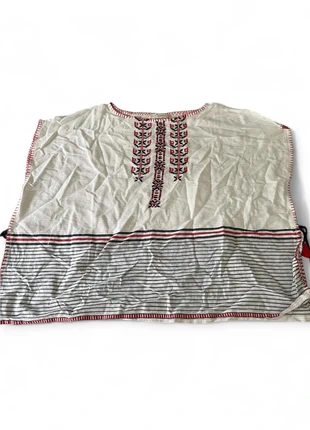 T-shirt Blanc à Bordures Noires et Rouges – Taille 11/12 Ans, marque: Zara, état: Très bon état, taille: 12 ans / 152 cm, 1,00 €, 1,75 € Protection acheteurs incluse