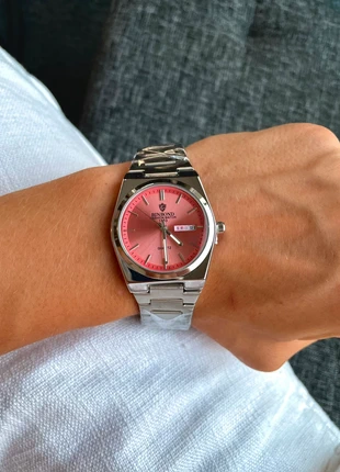 Montre à quartz élégante avec cadran rose |acier inoxydable|, marque: Quartz, état: Neuf avec étiquette, taille: Taille unique, 25,00 €, 26,95 € Protection acheteurs incluse