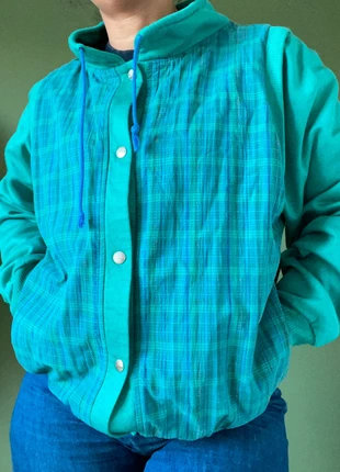Blouson vintage Trévois International – turquoise à carreaux, brand: Trévois, condizioni: Ottime, taglia: XL / IT 46 / EU 42, €27.00, €29.05 include la Protezione acquisti