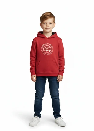 Hoodie Rouge 'Mountain Adventure' - Confort & Style- 7/8 ans, marque: R-LIFE, état: Bon état, taille: 7 ans / 122 cm, 8,00 €, 9,10 € Protection acheteurs incluse