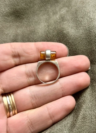 Bague design en argent massif et ambre, marca: Argent, estado: Muito bom, tamanho: 17,3 mm Ø / 14,5, €38.95, €41.60 inclui Proteção do Comprador Pro