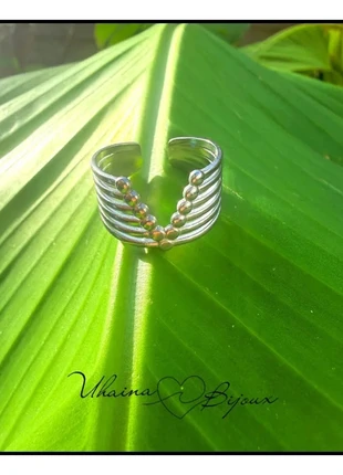 Bague multirangs avec ouverture en V en acier inoxydable argenté - Uhaina Bijoux, marke: Uhaina Bijoux, zustand: Neu, mit Etikett, größe: Größenverstellbar, 9,00 €, 10,15 € beinhaltet Vinted-Käuferschutz Pro