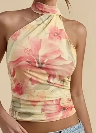 top à fleur tropical, brand: Elegant, condition: Very good, size: XS / 34 / 6, €15.00, €16.45 includes Buyer Protection