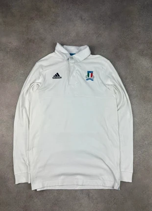 Vintage adidas 2000s Italien Italia Italy Longsleeve Poloshirt Y2K Pashanim Style Weiß Gr.M, merk: Vintage Dressing, staat: Heel goed, maat: M, € 14,70, € 16,14 inclusief Kopersbescherming