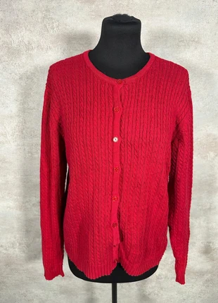Cardigan Maille Torsadée Cable Knit Vintage Crystal Kobe rouge texturee taille L, marca: Vintage Dressing, estado: Muito bom, tamanho: L / 40 / 12, €12.00, €13.30 inclui Proteção do Comprador Pro