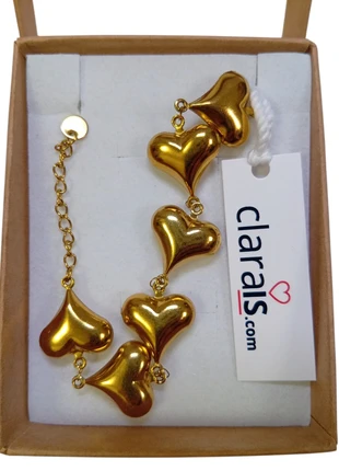 Bracciale Donna Cuori Dorato - Regalo Natale Donna Bigiotterie Nuovo Con Etichetta, brand: Clarais, condizioni: Nuovo con cartellino, €2.90, €3.75 include la Protezione acquisti Pro