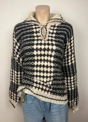 Buffalo 100% wool Nordic pattern sweater L women black white handmade style vintage, brand: Vintage Dressing, condition: Very good, size: L / 40 / 12, €34.95, €37.40 includes Buyer Protection