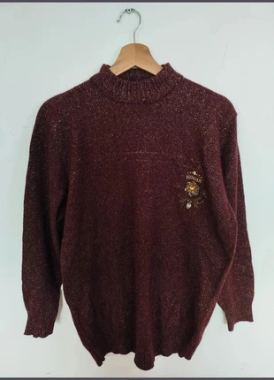 Pull bordeaux vintage en laine, angora et lurex – à paillettes, chaud et doux, brand: Vintage Dressing, condition: Very good, size: L / 40 / 12, €25.00, €26.95 includes Buyer Protection Pro