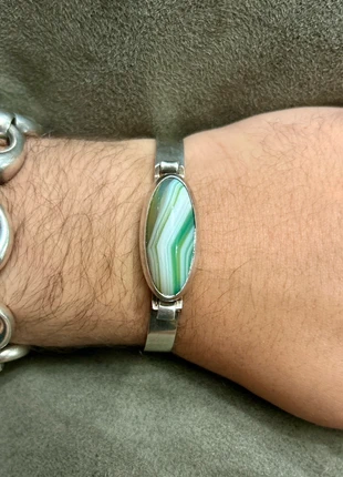 Bracelet design moderniste en argent massif et agate, marca: Argent, estado: Muito bom, €115.00, €121.45 inclui Proteção do Comprador Pro