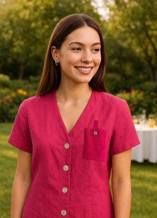 Veste Chemisier chemise pardessus blouse caban printemps été rose cerise fushia, marque: Enjoy, état: Bon état, taille: M / 38 / 10, 5,00 €, 5,95 € Protection acheteurs incluse