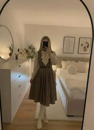 Robe midi vintage marron chic avec ceinture pour femmes taille m, brand: Solvane, condition: Very good, size: M / 38 / 10, €46.90, €49.95 includes Buyer Protection