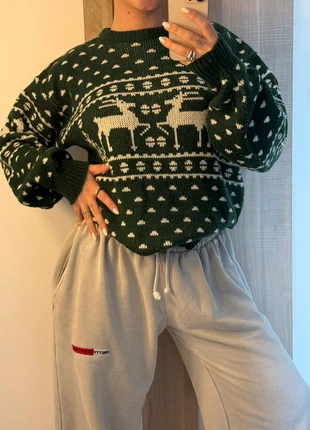 Vintage - Pull de noël tissé blanc/vert sapin Korean, merk: Vintage, staat: Heel goed, maat: M / 38 / 10, € 30,00, € 32,20 inclusief Kopersbescherming Pro