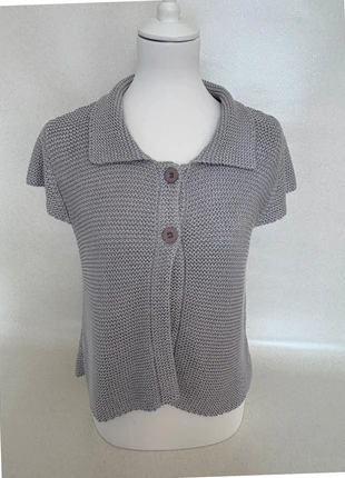 Cardigan gris texturé grosse maille CAROLL – manches courtes, col large, boutons devant – taille 02, marca: Caroll, estado: Muy bueno, tamaño: M / 38 / 10, 12,00 €, 13,30 € Protección al comprador Pro incluida