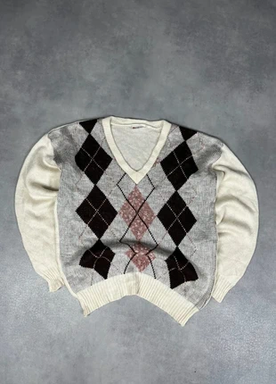 Pull maille vintage col V motifs carreaux multicolore Made in UK M, marque: Vintage Dressing, état: Bon état, taille: M, 10,50 €, 11,73 € Protection acheteurs (Pro) incluse