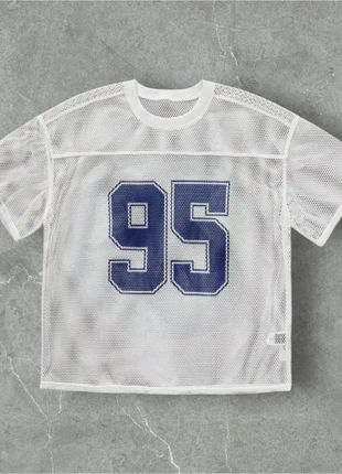 T-shirt maille filet blanc numéro 95 | Style Y2K Streetwear, marque: y2k, état: Neuf sans étiquette, taille: M, 16,90 €, 18,45 € Protection acheteurs incluse