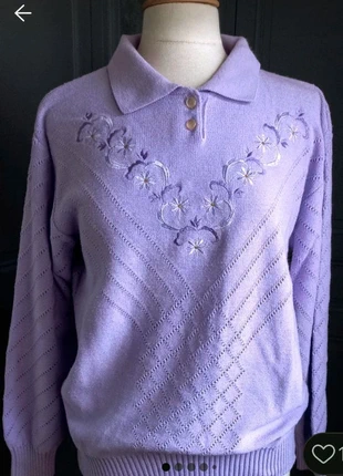 Très joli pull avec petit col rétro fermé par 2 boutons nacrés, marque: sans marque, état: Très bon état, taille: XL / 42 / 14, 10,00 €, 11,20 € Protection acheteurs incluse