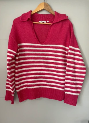 Pull rayé col V rose et blanc, marque: Naf Naf, état: Très bon état, taille: M / 38 / 10, 15,00 €, 16,45 € Protection acheteurs incluse