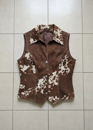 Top sans manches marron style western cowprint taille S, brand: Vintage Dressing, condition: Very good, size: S / 36 / 8, €41.90, €44.70 includes Buyer Protection