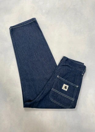 Jean Carhartt wip Bleu Marine Taille Haute Large modèle Armanda Pant - Taille XS w24 #1089, merk: Carhartt, staat: Heel goed, maat: XS / 34 / 6, € 49,00, € 52,15 inclusief Kopersbescherming Pro