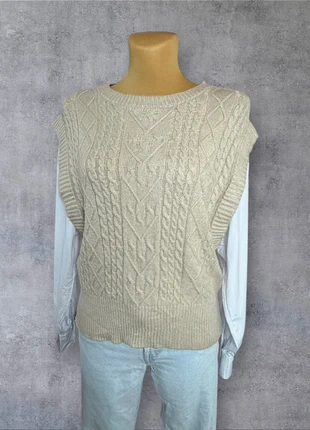 Pull a col rond vintage torsadé tressé beige acec manche chemise | Taille S | pf94, merk: Vintage Dressing, staat: Heel goed, maat: S / 36 / 8, € 11,95, € 13,25 inclusief Kopersbescherming Pro