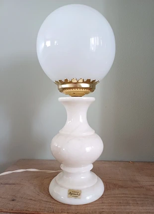 Lampe ancienne albatre et globe opaline, marque: Vintage, état: Très bon état, 145,00 €, 152,95 € Protection acheteurs incluse