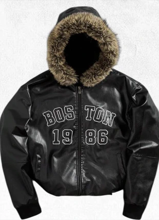 blouson simili cuir noir fourré boston 1986 style y2k, marque: y2k, état: Neuf sans étiquette, taille: M, 55,00 €, 58,45 € Protection acheteurs incluse