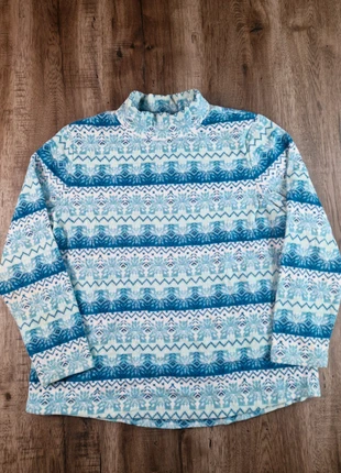 Polaire Croft & Barrow à motifs flocon bleu et blanc col montant taille L, marca: Croft & Barrow, estado: Bom, tamanho: L / 40 / 12, €4.90, €5.85 inclui Proteção do Comprador Pro