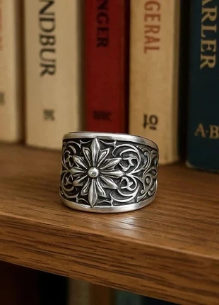 Bague étoile baroque en argent vieilli – Mystique, chic & ajustable Acier Inoxydable, merk: bague, staat: Nieuw met prijskaartje, maat: Aanpasbaar, € 8,97, € 10,12 inclusief Kopersbescherming Pro