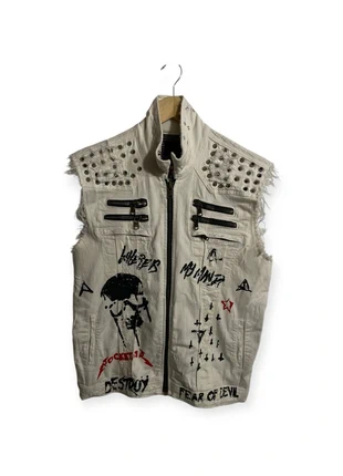 Veste sans manches Rockstar Y2K Hip Hop Denim Jacket blanche - L (ref 22618), marca: Rockstar, estado: Muy bueno, tamaño: L, 15,00 €, 16,45 € Protección al comprador Pro incluida