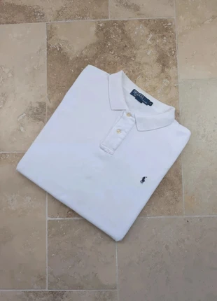 Polo Ralph Lauren - Homme XL coupe droite ample - blanc logo marine - Pima coton, marca: Ralph Lauren, estado: Bom, tamanho: XL, €18.00, €19.60 inclui Proteção do Comprador Pro