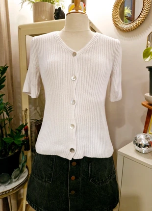 Gilet vintage blanc-cassé côtelé 🦭 manches courtes, brand: Vintage, condition: Very good, size: M / 38 / 10, €7.00, €8.05 includes Buyer Protection