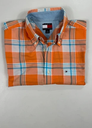 Camicia Tommy Hilfiger M Maniche Corte a Quadri Arancioni (032), marque: Tommy Hilfiger, état: Très bon état, taille: M, 15,90 €, 17,40 € Protection acheteurs incluse