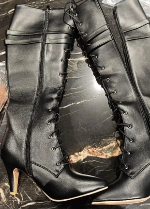 Bottes montantes noires lacées cuir talon aiguille, brand: Vintage Love, condition: Very good, size: 38, €68.00, €72.10 includes Buyer Protection Pro