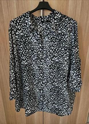 Camicia a Fantasia Maculata Bianca e Nera - OVS, Curvy, Taglia 4XL, Maniche 3/4 Regolabili, marca: OVS, estado: Muito bom, tamanho: 4XL / 48 / 20, €5.00, €5.95 inclui Proteção do Comprador
