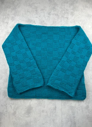 Pull vintage en laine bleu clair à motifs carreaux / Pull d'hiver chaud col évasé - XL, marke: Vintage Dressing, zustand: Sehr gut, größe: XL / 42 / 14, 24,00 €, 25,90 € inklusive Vinted-Käuferschutz